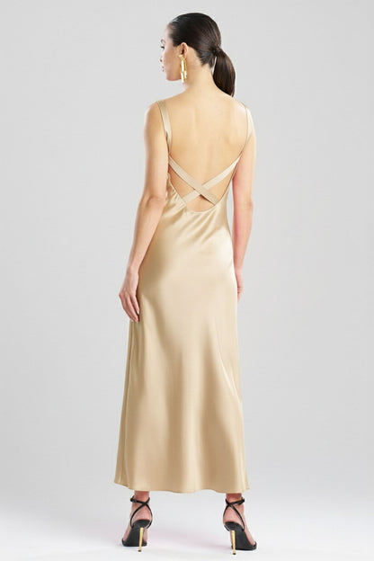 Key Backless Silk Slip Dress Frappe