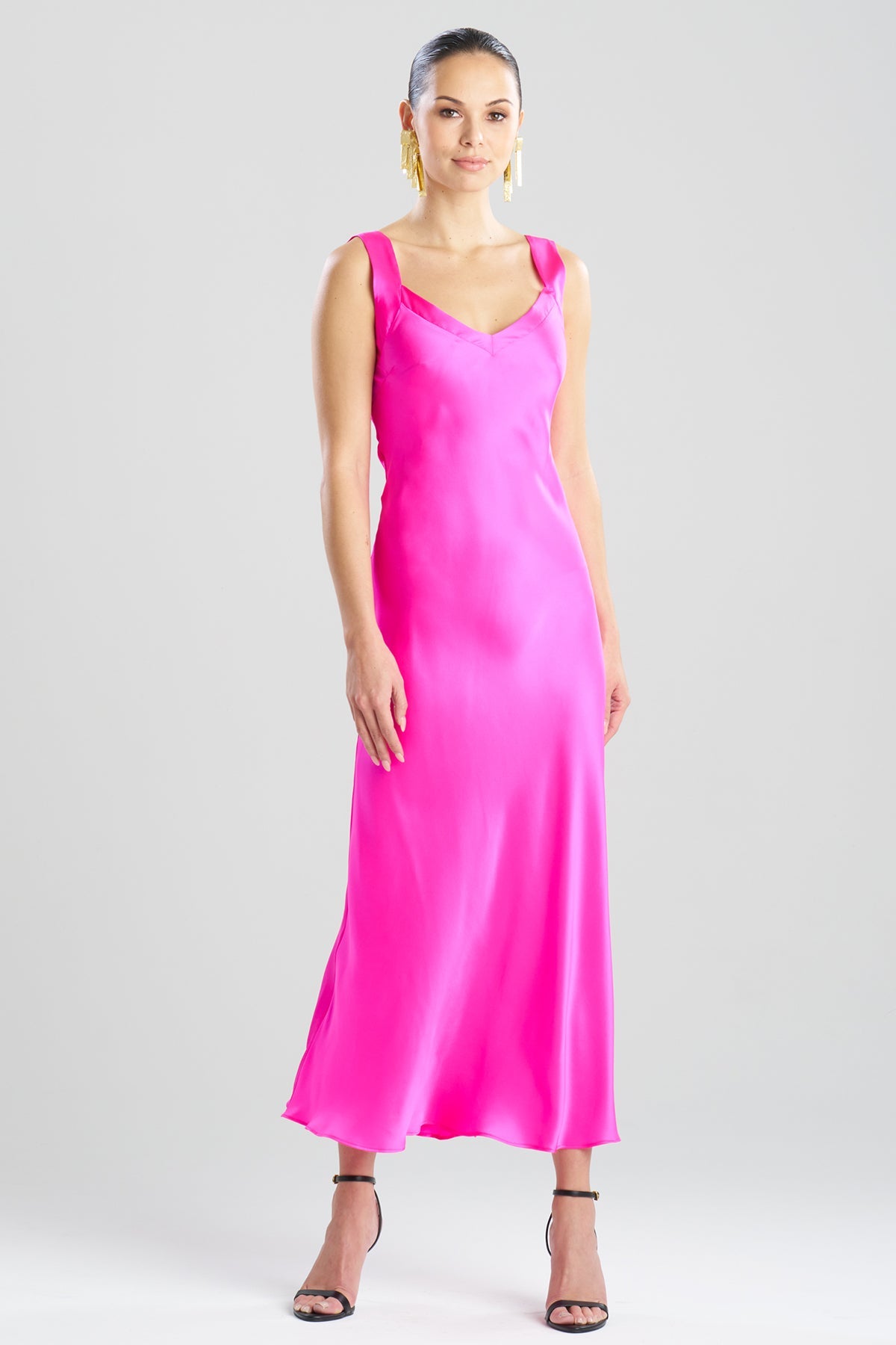 Key Backless Silk Slip Dress Fiesta Pink