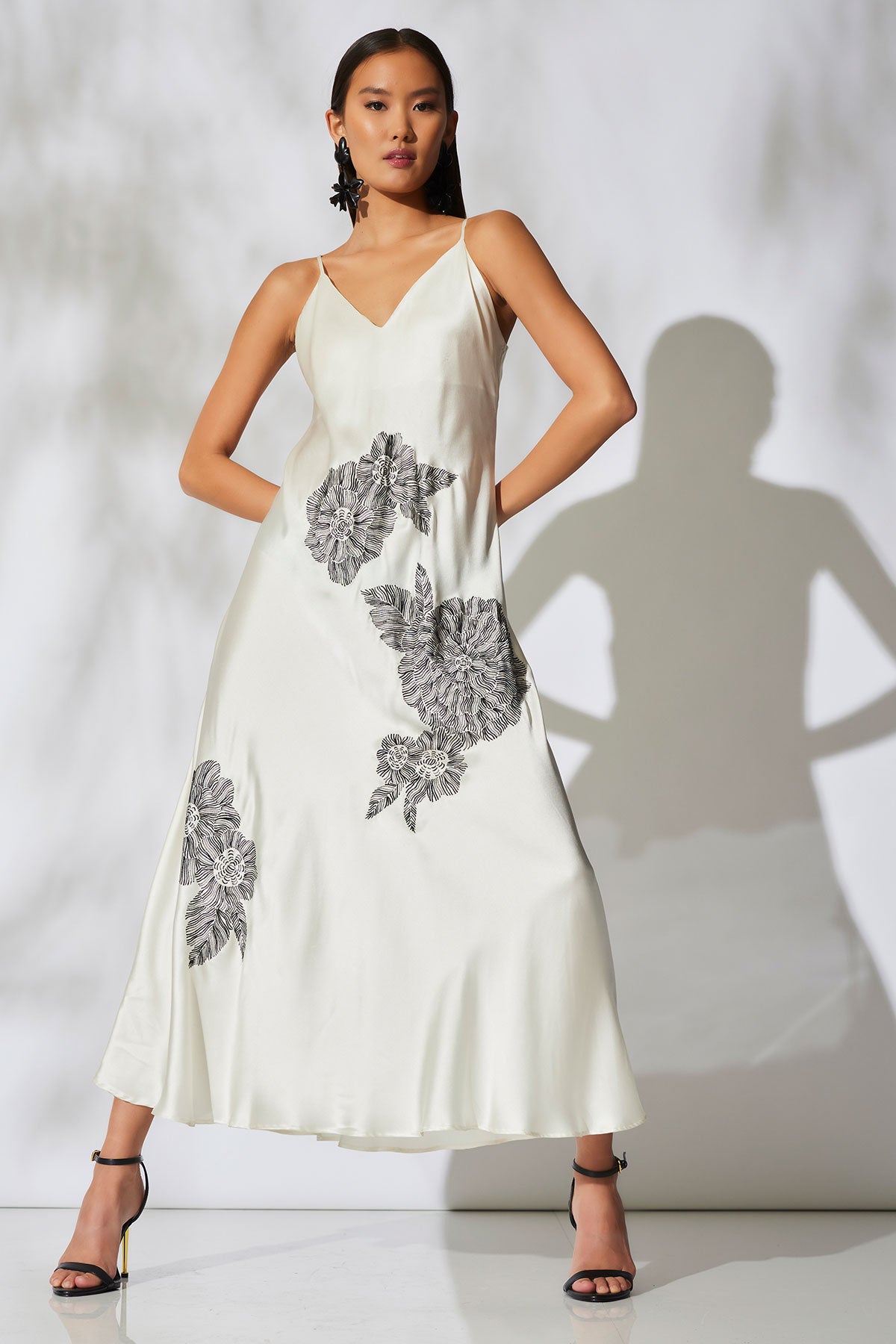 Buy Couture Miyoshi Embroidered Silk Gown in Warm White Online Warm White