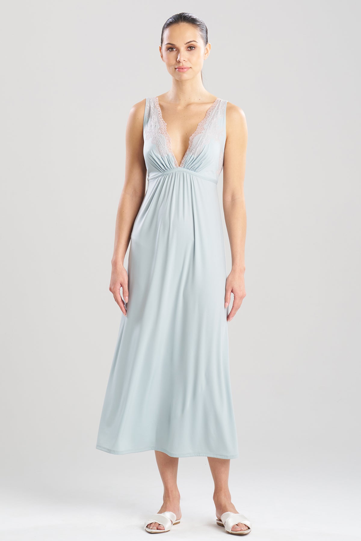 Enchant Lace Applique V-Neck Slip Dress Sea Foam