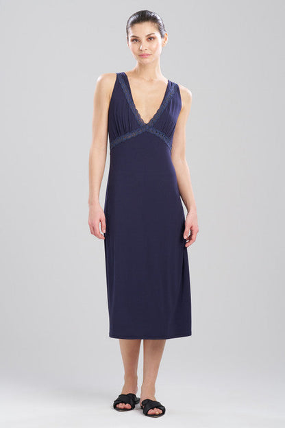 Buy Feathers Essentials Lenzing™ Ecovero™ Viscose Lace Applique Slip Dress in Night Blue Online Night Blue