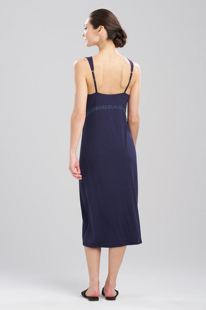 Buy Feathers Essentials Lenzing™ Ecovero™ Viscose Lace Applique Slip Dress in Night Blue Online Night Blue