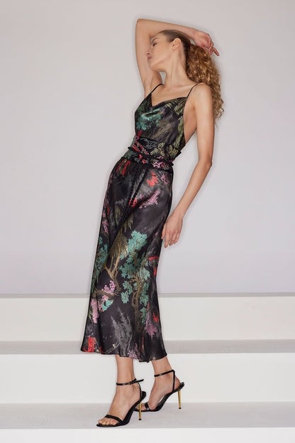 Nara Silk Slip Dress Black