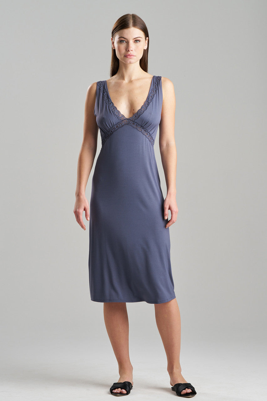Buy Feathers Essentials Lenzing™ Ecovero™ Viscose Lace Applique Slip Dress in Ash Navy Online Ash Navy
