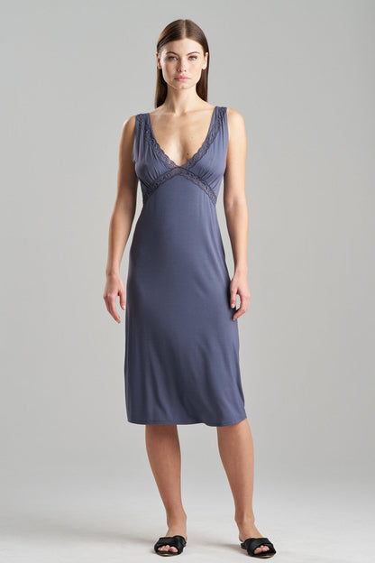 Buy Feathers Essentials Lenzing™ Ecovero™ Viscose Lace Applique Slip Dress in Ash Navy Online Ash Navy