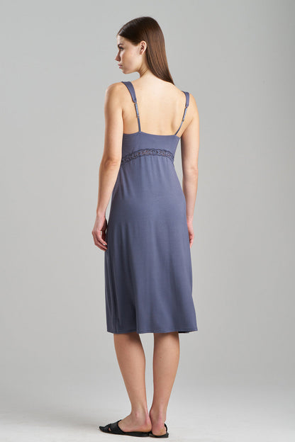 Buy Feathers Essentials Lenzing™ Ecovero™ Viscose Lace Applique Slip Dress in Ash Navy Online Ash Navy