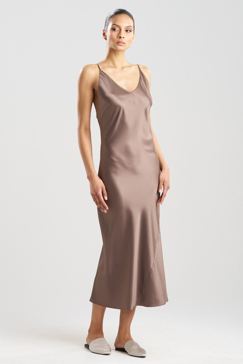 Buy Glamour V-Neck Gown in Taupe Online Taupe