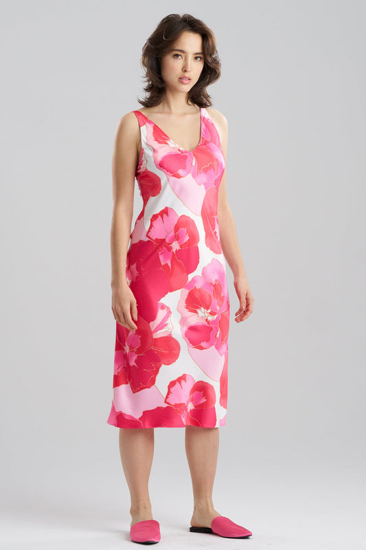 Floria Printed Satin Slip Dress Pink