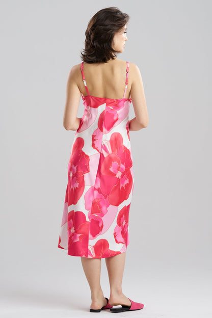 Floria Printed Satin Slip Dress Pink