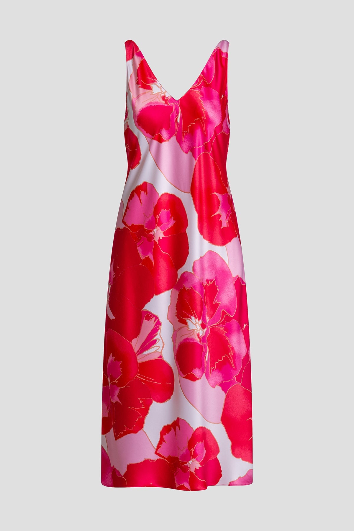 Floria Printed Satin Slip Dress Pink