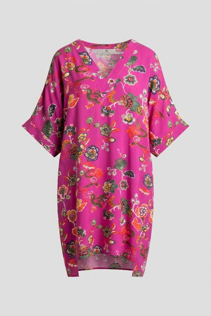 Fleur Dragon Printed Challis Sleepshirt Fleur Dragon Pink