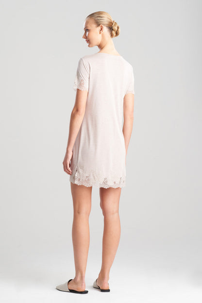 Buy Luxe Shangri-La TENCEL™ Short Sleeve Sleepshirt in Heather Cashmere/Ivory Online Heather Cashmere/Ivory