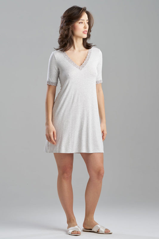 Feathers Essentials Lenzing™ Ecovero™ Viscose Lace Sleepshirt Light Heather Grey