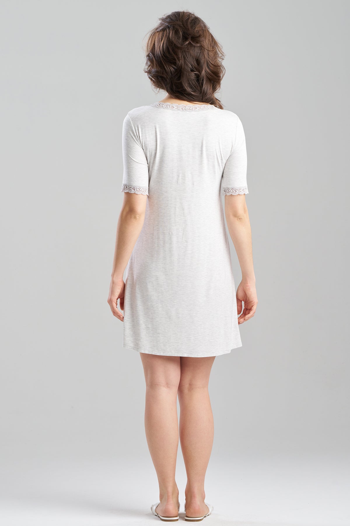 Feathers Essentials Lenzing™ Ecovero™ Viscose Lace Sleepshirt Light Heather Grey