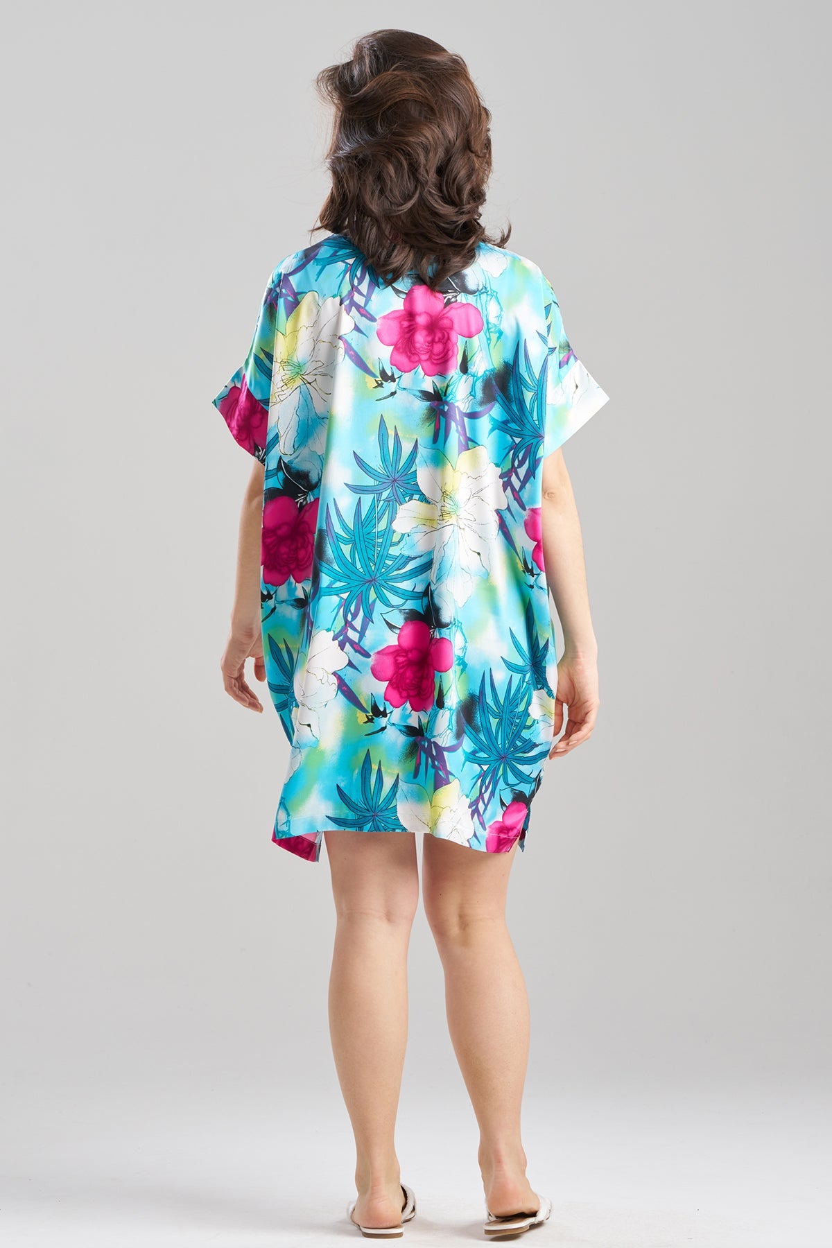 Viva Printed Satin Sleepshirt Teal