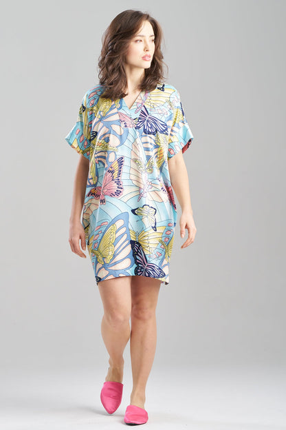 Papillon Printed Satin Sleepshirt Blue