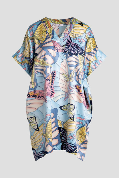 Papillon Printed Satin Sleepshirt Blue
