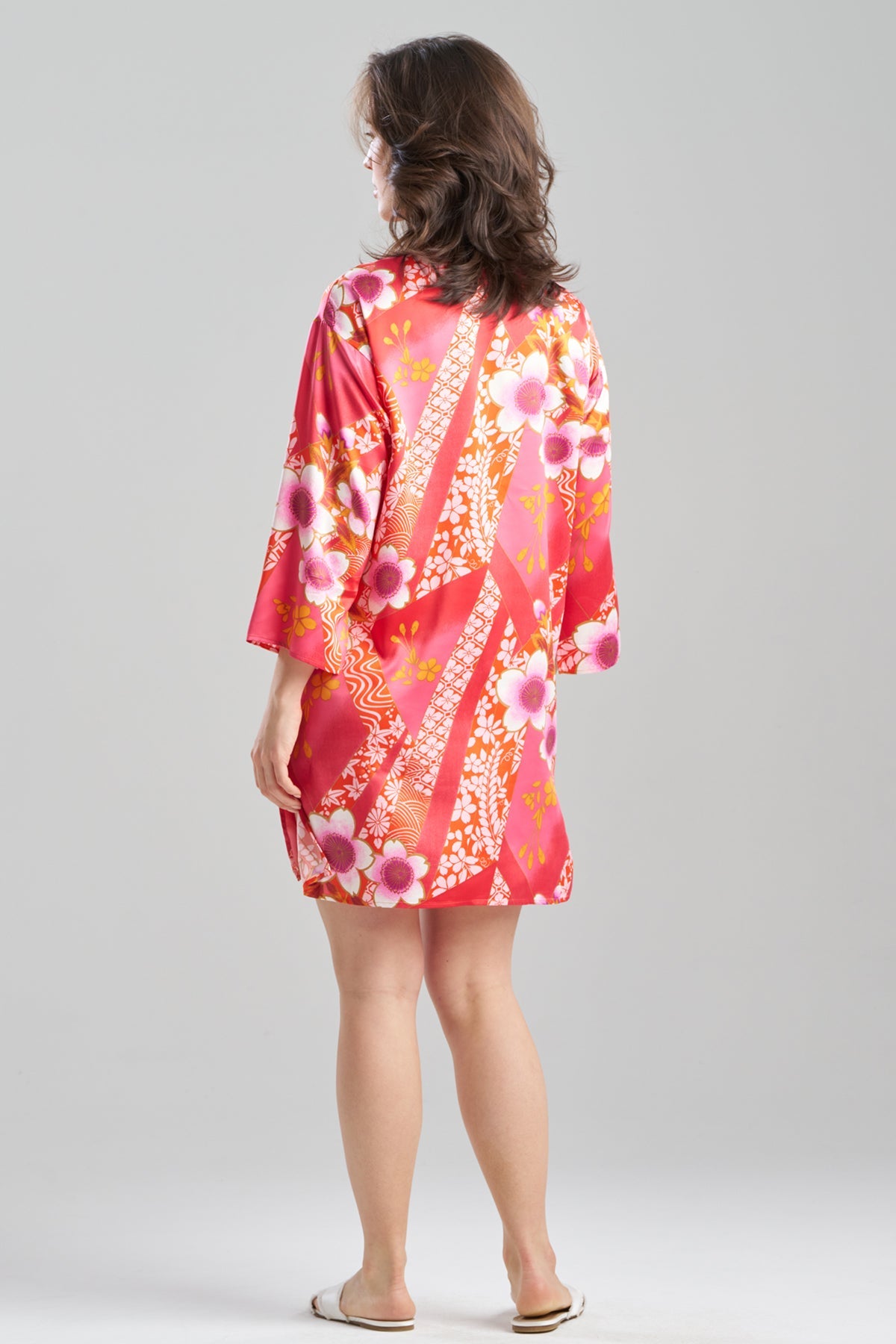 Magnolia Printed Satin Sleepshirt Deep Rasberry