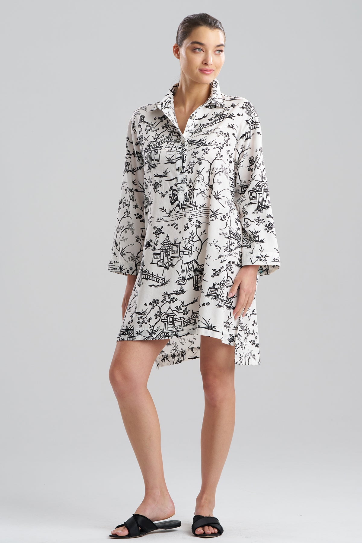 Toile Cotton Sateen Sleepshirt Warm White