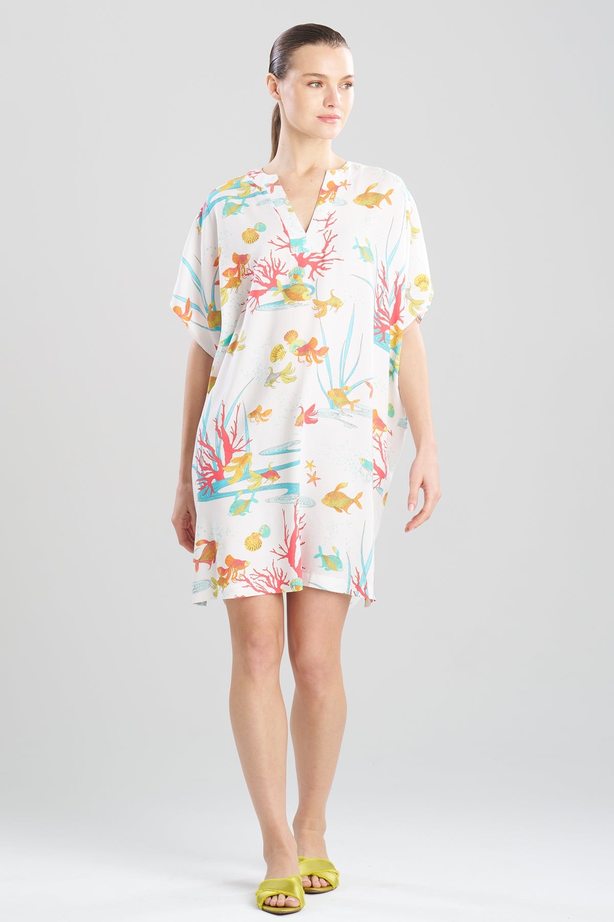 Ocean's Embrace Printed Challis Sleepshirt Warm White