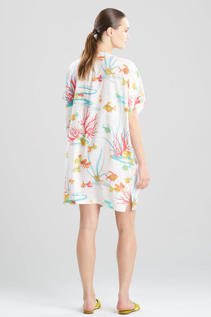 Ocean's Embrace Printed Challis Sleepshirt Warm White