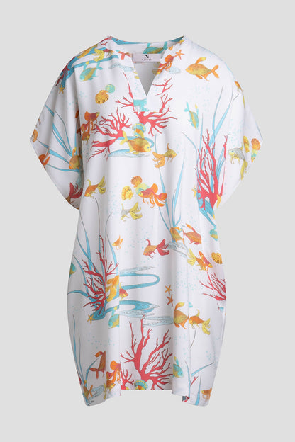 Ocean's Embrace Printed Challis Sleepshirt Warm White