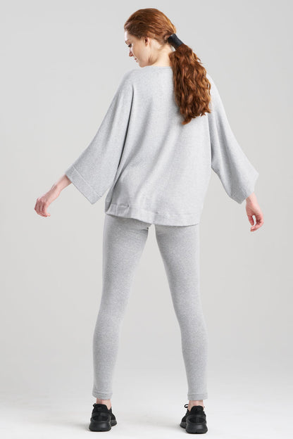 Cocoon Brushed French Terry Dragon Embroidered Kimono Top Ht. Grey