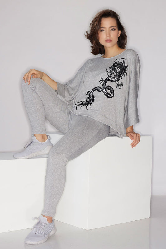 Cocoon Brushed French Terry Leggings Ht. Grey