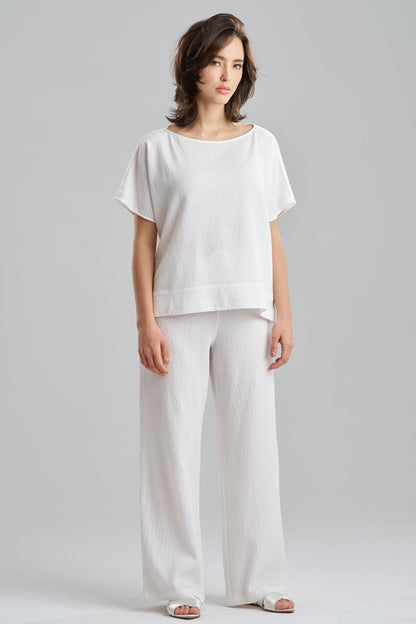 Onsen Cotton Wedge Top White
