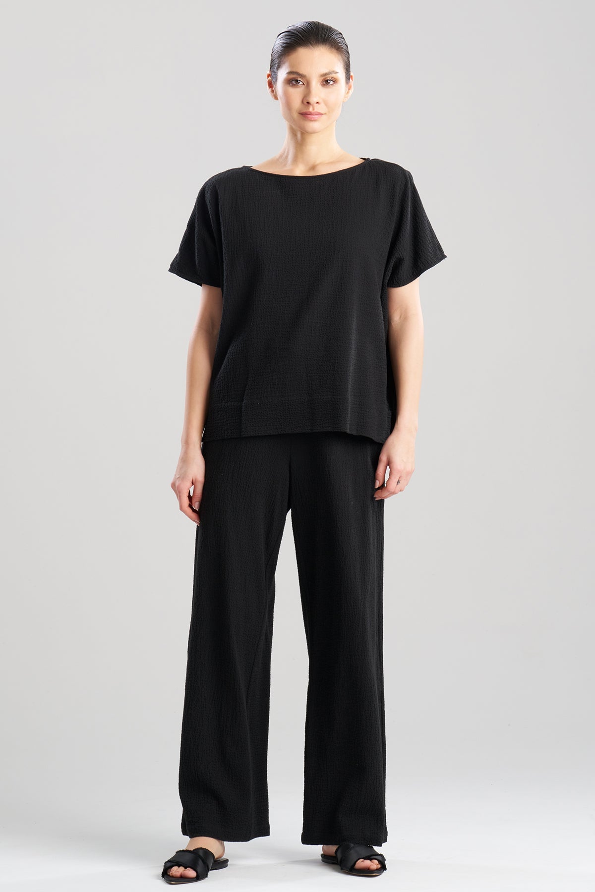 Onsen Cotton Wedge Top Black