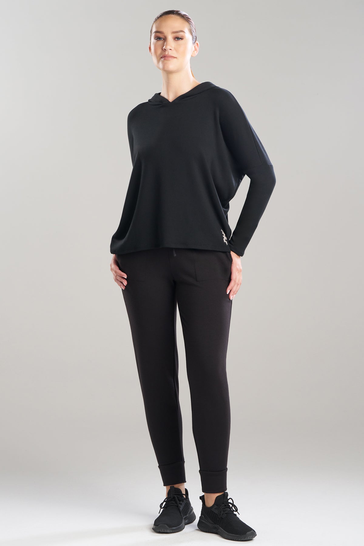 Cocoon Brushed French Terry Kimono Hoodie Black
