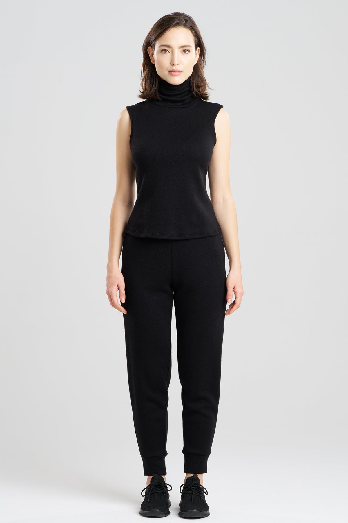 Himalaya Sweater Knit Mock Neck Top Black