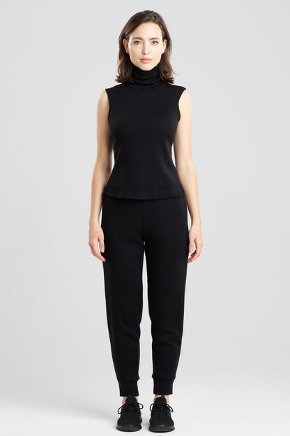 Himalaya Sweater Knit Mock Neck Top Black