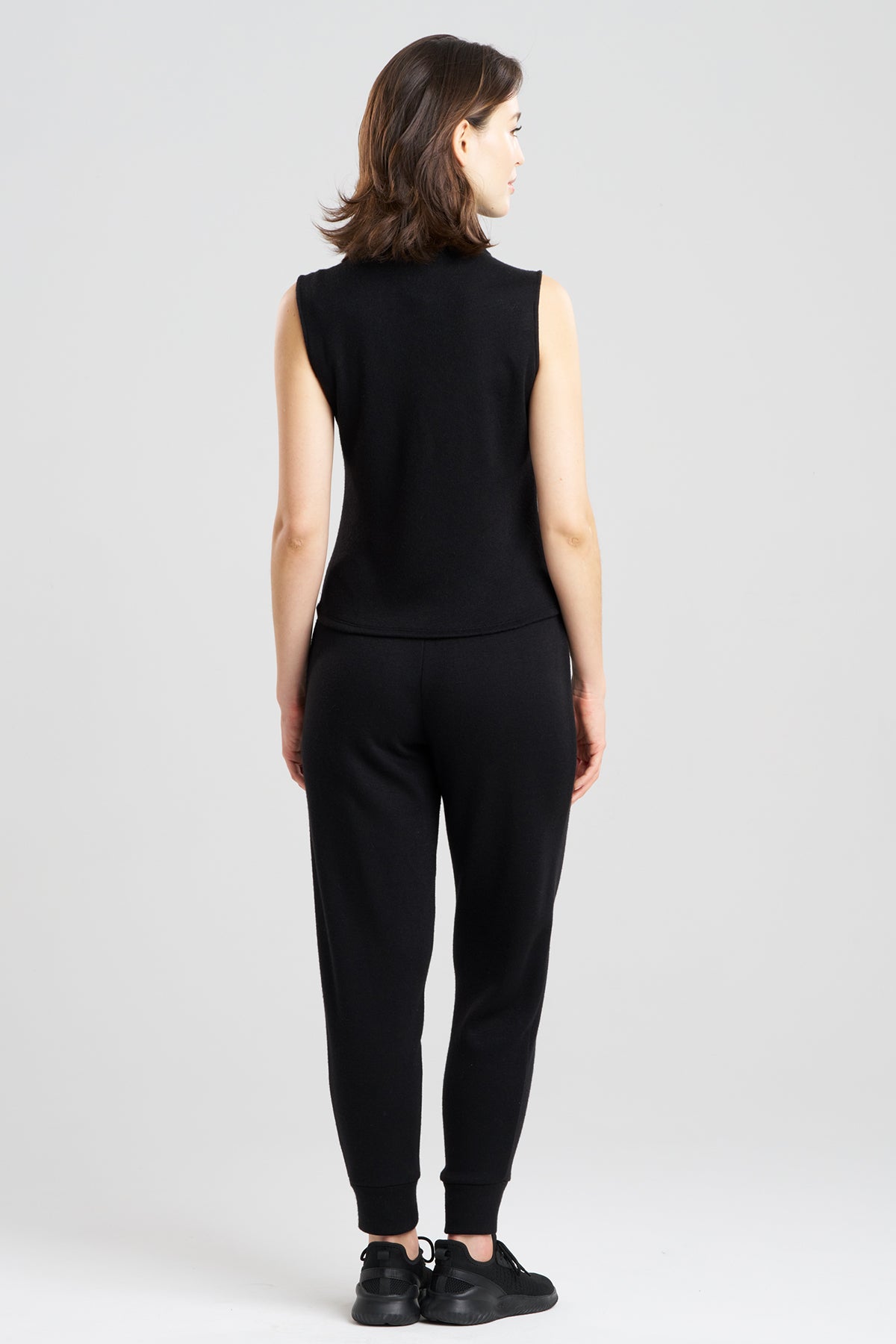 Himalaya Sweater Knit Mock Neck Top Black