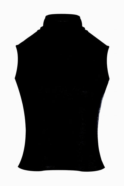 Himalaya Sweater Knit Mock Neck Top Black