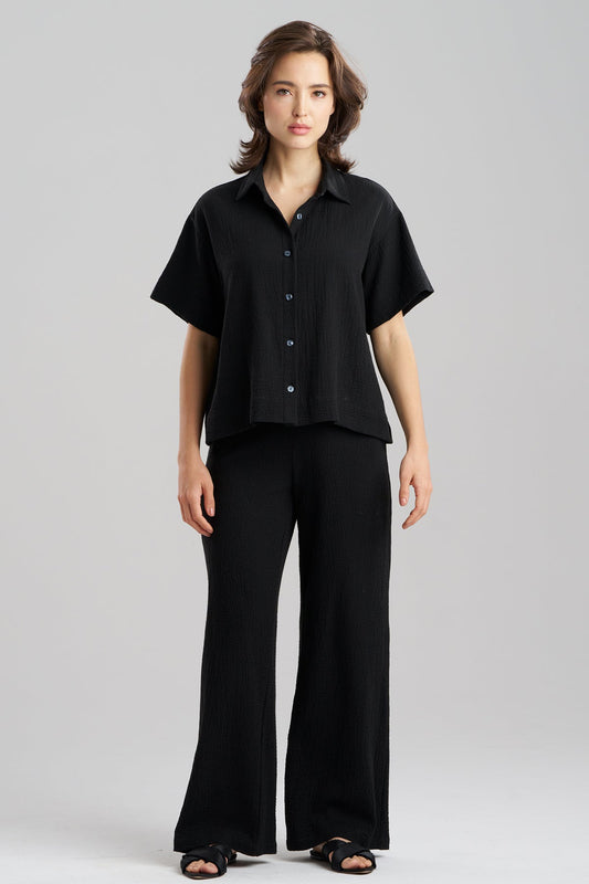 Onsen Cotton Button Down Shirt Black