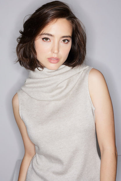 Himalaya Sweater Knit Mock Neck Top Cashmere