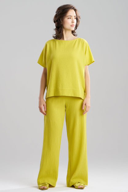 Onsen Cotton Wedge Top Chartreuse