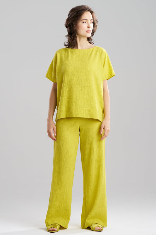 Onsen Cotton Wedge Top Chartreuse