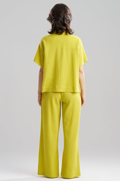 Onsen Cotton Wedge Top Chartreuse
