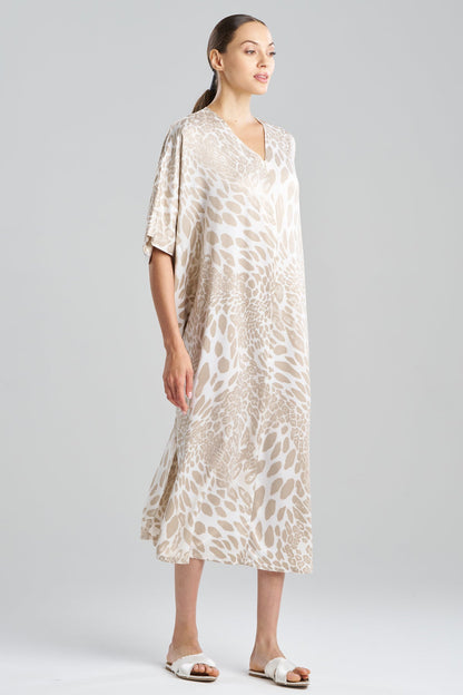 Buy Luxe Leopard Zip Caftan in Sand Taupe Online Sand Taupe