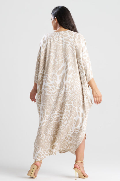 Buy Luxe Leopard Zip Caftan in Sand Taupe Online Sand Taupe