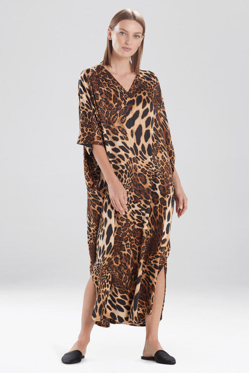 Buy Luxe Leopard Zip Caftan in Chestnut Online Chestnut