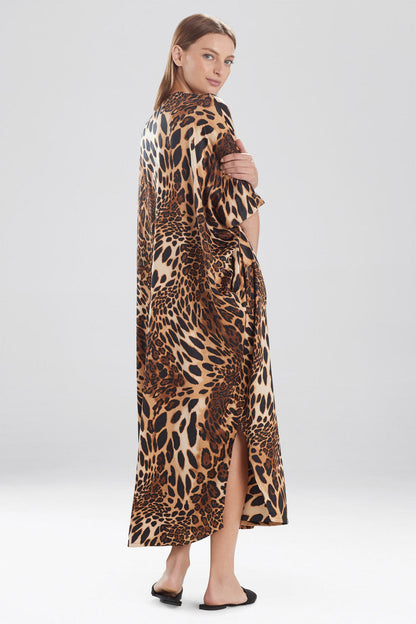 Buy Luxe Leopard Zip Caftan in Chestnut Online Chestnut