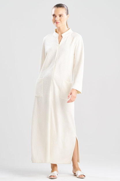 Quilted Geo Knit Jacquard Zip Lounger White Opal