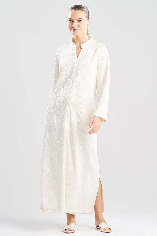 Quilted Geo Knit Jacquard Zip Lounger White Opal