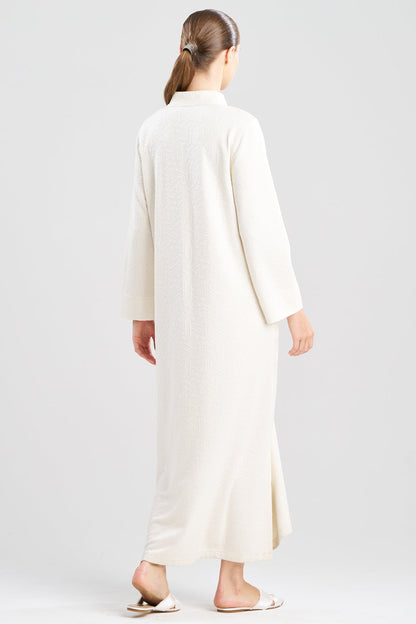 Quilted Geo Knit Jacquard Zip Lounger White Opal
