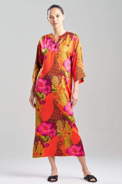 Harvest Printed Satin Slim Caftan Harvest Orange
