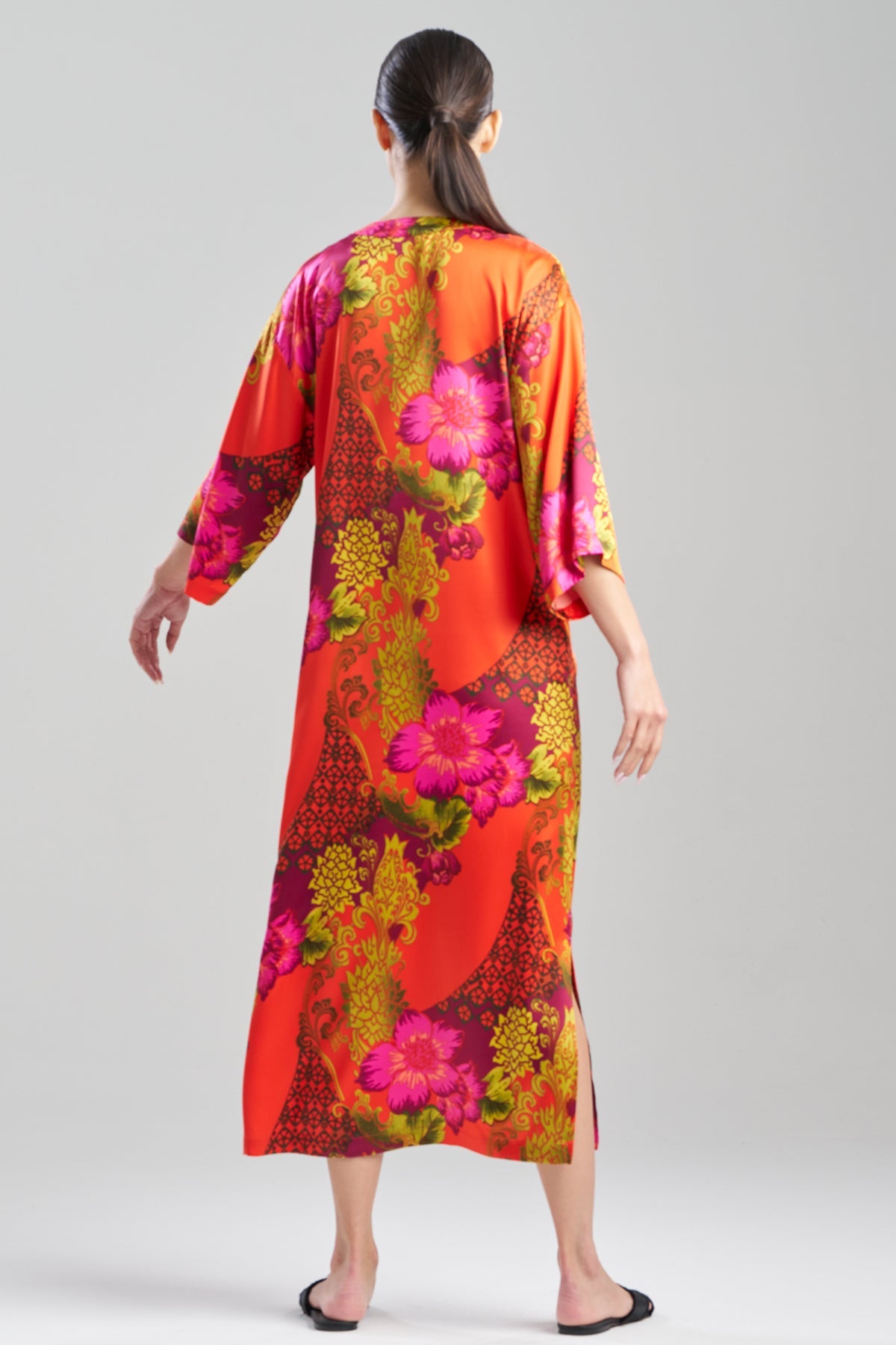 Harvest Printed Satin Slim Caftan Harvest Orange