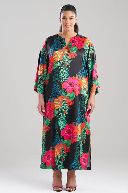 Harvest Printed Satin Slim Caftan Harvest Black